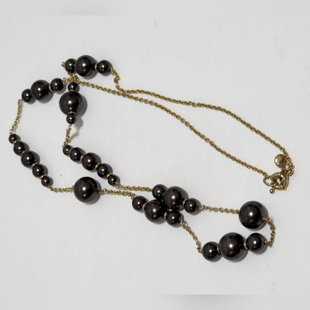 J. CREW gold blue beaded long necklace